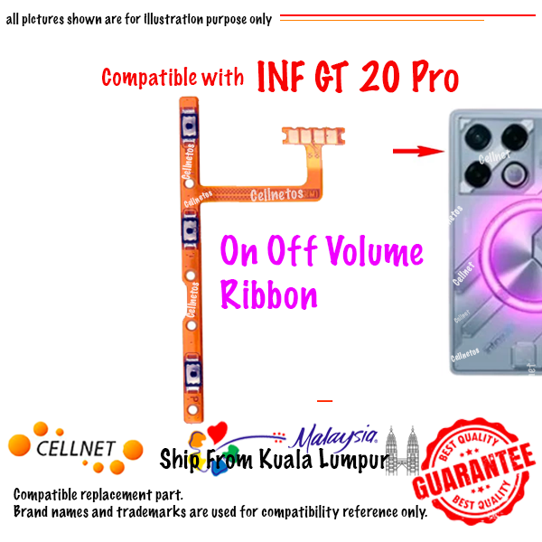 RB-INF-GT20-PRO-NF GT 20 Pro On Off Volume Ribbon / Button Replacement Compatible with Infinix GT 20 Pro 5g - Image 1