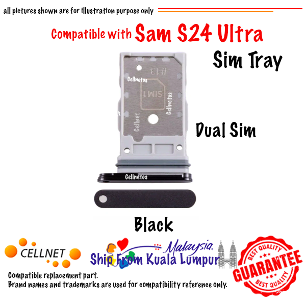 ST-SAM-S24-ULTRA-BLACK-1 SAM S24 Ultra SIM Tray Replacement Compatible with Samsung S24 Ultra S928 - Image 1