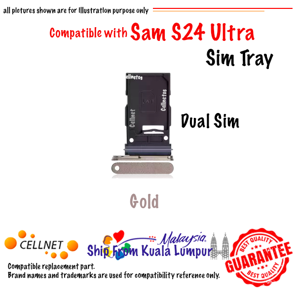 ST-SAM-S24-ULTRA-GOLD-1 SAM S24 Ultra SIM Tray Replacement Compatible with Samsung S24 Ultra S928 - Image 2